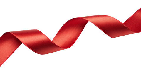 Shiny Red Satin Ribbon Curl on Transparent Background
Luxurious Glossy Red Ribbon Wave with Silky Texture