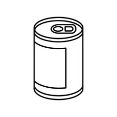 Simple line drawing of a metal food can with blank label
