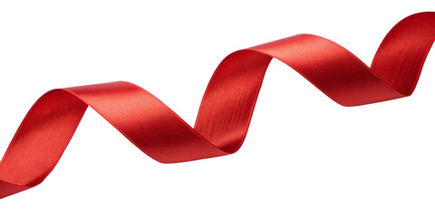 Shiny Red Satin Ribbon Curl on Transparent Background
Luxurious Glossy Red Ribbon Wave with Silky Texture