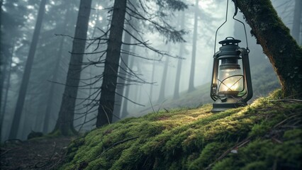 lantern in the woods