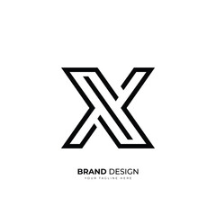 Letter X line art creative modern minimal monogram logo
