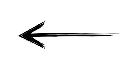 Hand drawn white arrow pointing left sketchy style isolated on transparent background