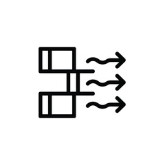 Abstract icon representing airflow outward from a source