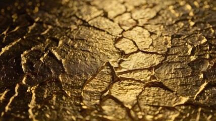 Fototapeta premium Macro shot of gold texture with rough strokes, cracks, and color variations, ideal for luxury backgrounds, packaging, and artistic projects.