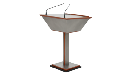 Isolated lecture stand with microphones for speech, presentation, seminar, podium