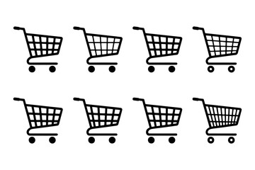  silhouette  shopping cart for store market commerce sale purchase