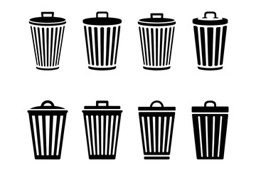  silhouette  trash bin garbage container waste  cans  