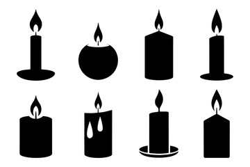  silhouette candles with glowing flames , perfect for illuminating various themes