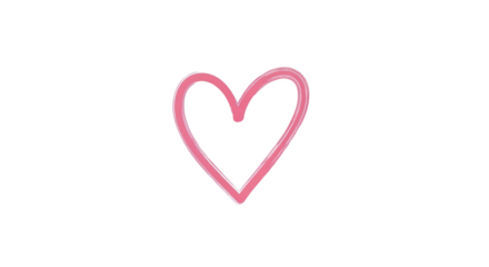 Pink heart shape outline single element romantic symbol isolated on transparent background