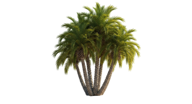 Isolated date palm tree group, lush leaves, desert oasis, natural, tropical climate
