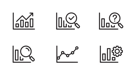 Set of business graph icons simple line vector illustration for data analysis and statistics isolated on white background