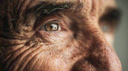 Naklejka premium Close-up of Elderly Person's Eye and Wrinkled Skin