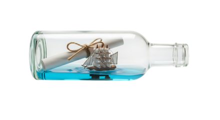 Ship in a bottle with message ocean sea travel adventure nautical antique glass container vintage souvenir