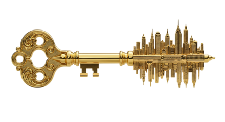 Unlocking the city a golden key to urban dreams and real estate investment opportunities concept art