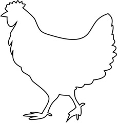 Simple hen outline vector icon, ideal for poultry branding, farm logos, organic product packaging, and agriculture design.
