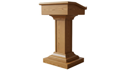 Isolated Wooden Lectern Ready to Use for Public Speaking Stand on a Plain Surface