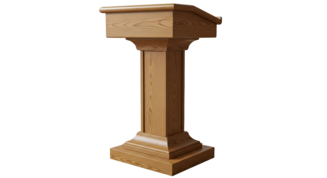 Isolated Wooden Lectern Ready to Use for Public Speaking Stand on a Plain Surface