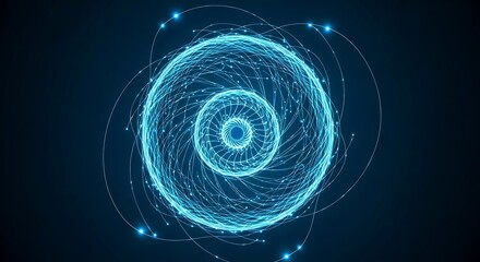 Futuristic Neon Spiral Pattern on Dark Background