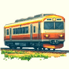 Vintage train passing through a scenic landscape during a day in the countryside