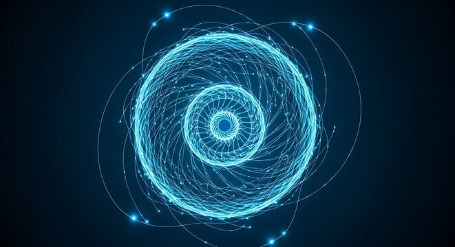 Futuristic Neon Spiral Pattern on Dark Background