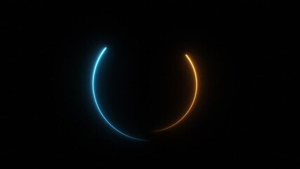 golden and blue neon glowing repetitive circles frame isolated on black background. 4K video - Powered by Adobe