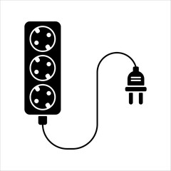 Plug socket icon. Vector icon of an electrical plug with a power outlet. Replaceable vector design.