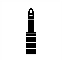 Lipstick icon in flat black solid vector
