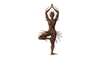 Yoga tree pose illustration for meditation and mindfulness practice and spiritual growth concept art