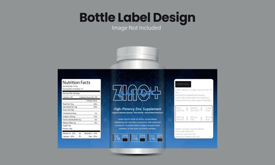Medicine supplement bottle label design highlighting immune support and nutrition facts.