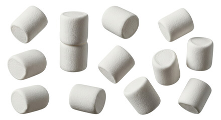 Isolated Fluffy marshmallows, dessert confectionery on a plain background ready for a recipe