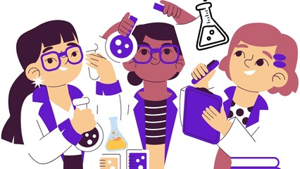 Science Students Actively Conducting a Chemistry Experiment in a Well-Equipped Laboratory