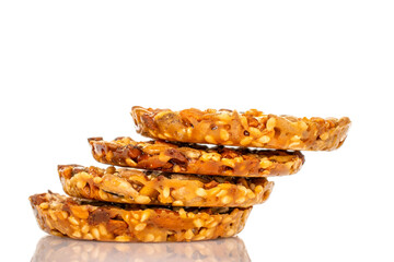 Thaler cookies with nuts and honey isolated on white background, close-up.