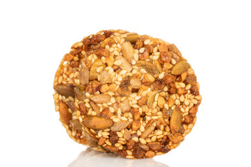 Thaler cookies with nuts and honey isolated on white background, close-up.