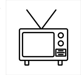 Retro TV icon in flat style, black and white retro TV icon, Vector illustration of Retro TV icon for you design.