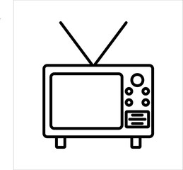 Retro TV icon in flat style, black and white retro TV icon, Vector illustration of Retro TV icon for you design.