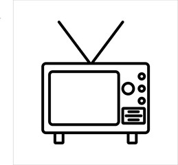 Retro TV icon in flat style, black and white retro TV icon, Vector illustration of Retro TV icon for you design.