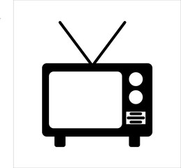 Retro TV icon in flat style, black and white retro TV icon, Vector illustration of Retro TV icon for you design.