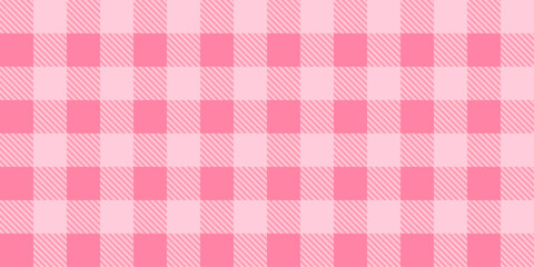 Vichy pastel plaid background in pink color. Seamless gingham texture pattern. Checkered fabric design print.