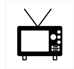 Retro TV icon in flat style, black and white retro TV icon, Vector illustration of Retro TV icon for you design.
