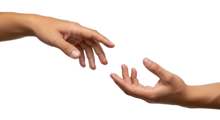 Isolated human hands reaching out with soft skin tones in a gesture of connection or support