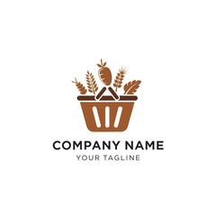 Agricultural Produce Basket Logo Design with Wheat and Carrot, Ideal for Farmers Markets, Grocery Stores, or Organic Food Brands on a White Background, Flat Vector Elements, Vector Illustration,