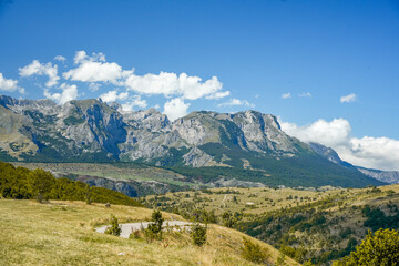 Panorama of rocky hills and mountains