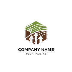 Modern Farm & Growth Business Logo featuring Hexagonal Field, Wheat Sprout, and Progress Arrows, Flat Vector Elements, Vector Illustration, Simple Vector, Stylized Vector Drawing, Vector Template,