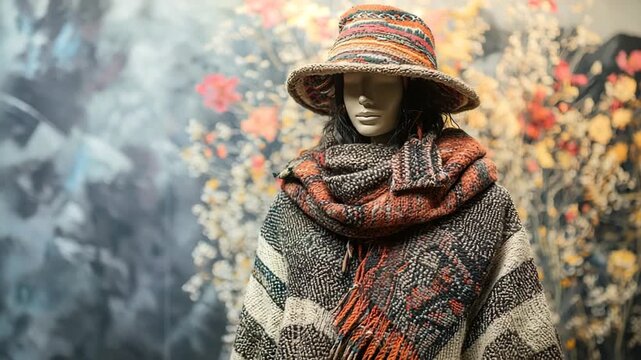 chullo hat with alpaca poncho traditional video