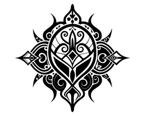 Intricate tribal tattoo design with swirling patterns, a symbol of strength and heritage, ideal for body art or graphic design projects with bold, elegant flair