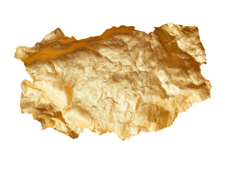 Crumpled gold foil texture isolated on a transparent background