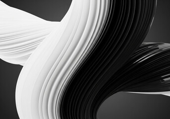 Naklejka premium Abstract black white flowing wave background design