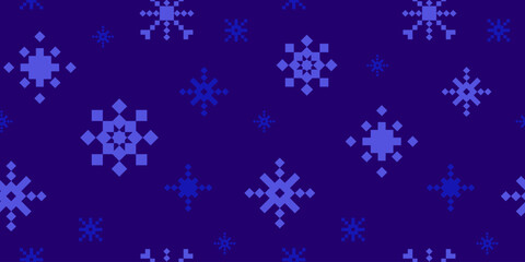Seamless Winter Pattern with Abstract Simple Blue Snowflakes.Snowflake pattern in shades of blue on a dark background for winter web design,digital wallpapers, holiday card, textiles,gift wrap. Vector