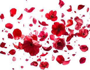 Dynamic Motion of Scarlet Petals in Festive Celebration