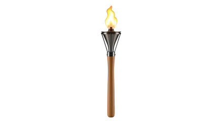 Isolated fire burning on tiki torch, outdoor summer lighting, tropical decoration object